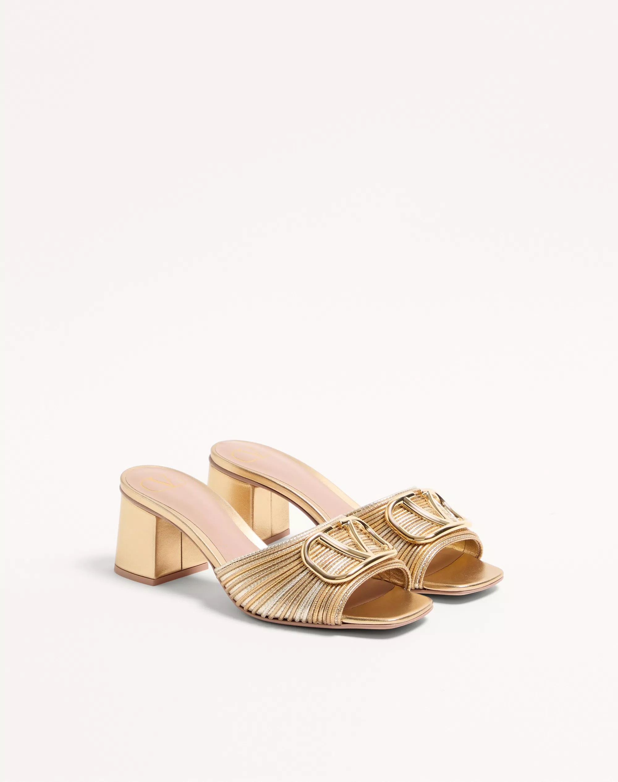 Valentino Metallic Vlogo Signature Slide Sandal With Cornely Embroidery 60Mm - Image 6